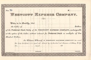 Westcott Express Co. - Unissued Stock Certificate